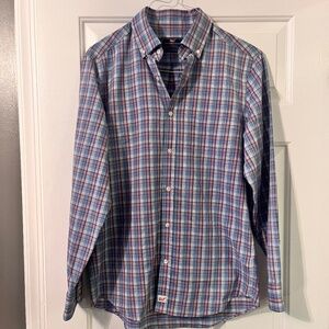 Vineyard Vines Lightweight Gingham Plaid Button Down Shirt- blue/pink/white